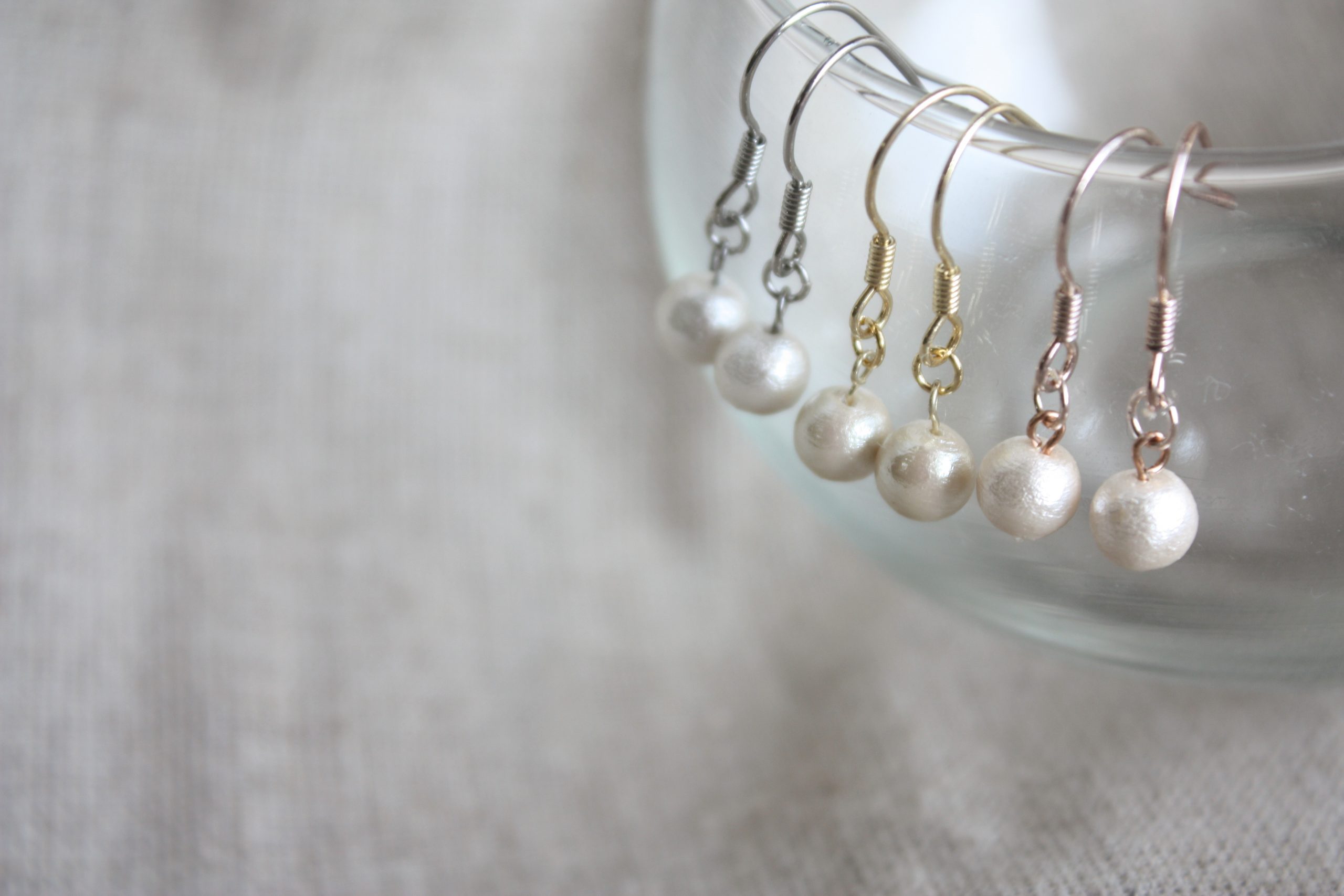 コットンパールピアス